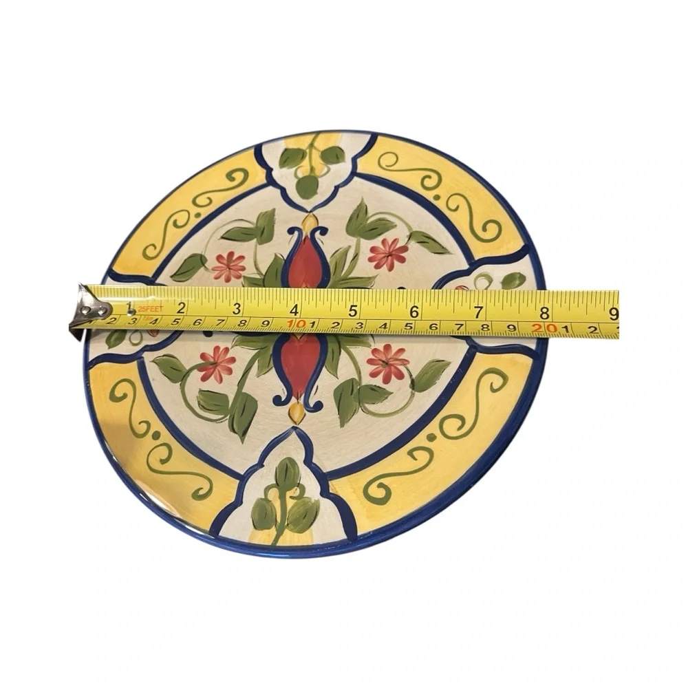 Pier 1 Vallarta Hand Painted Round Hot Plate 8” Trivet Floral Kitchen Decor